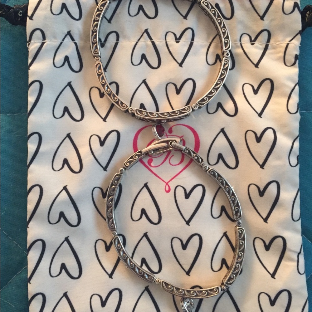 Brighton SET (2) Silver Bangles with Heart charm